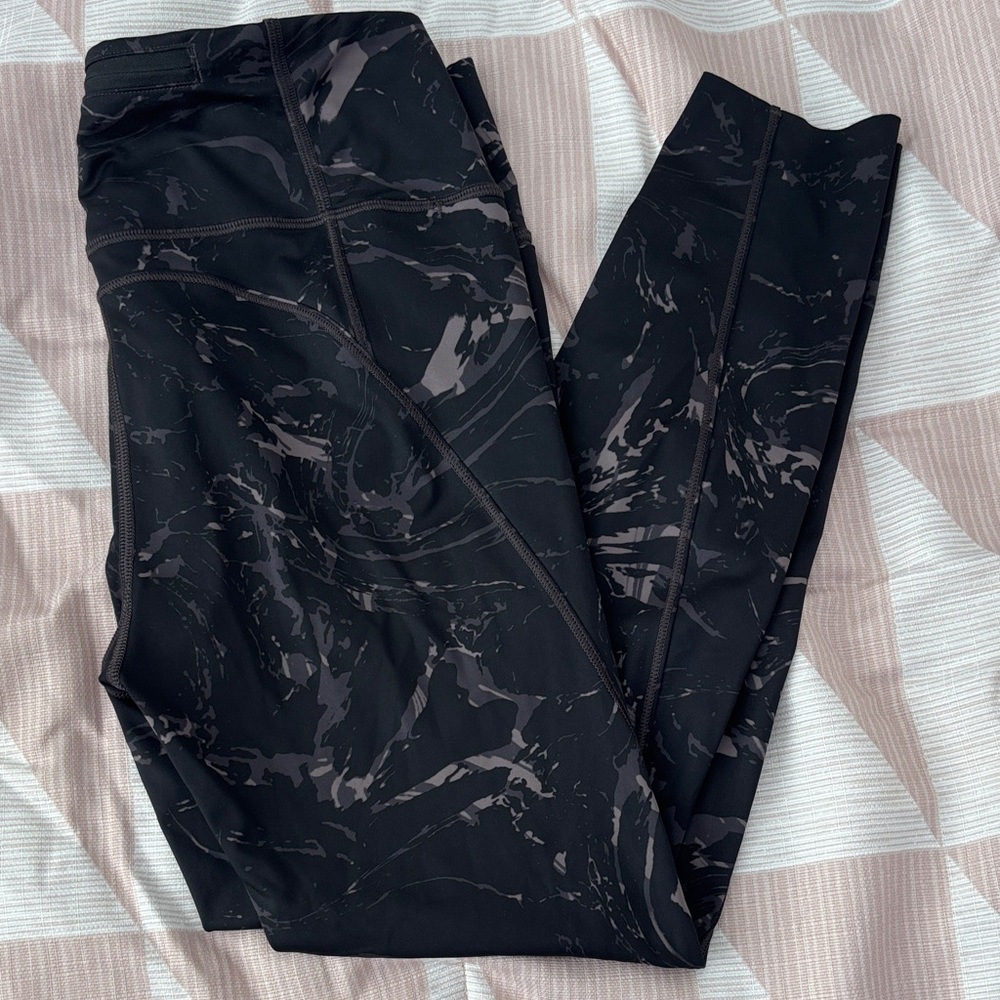 Athleta Black Marble-Print Leggings
